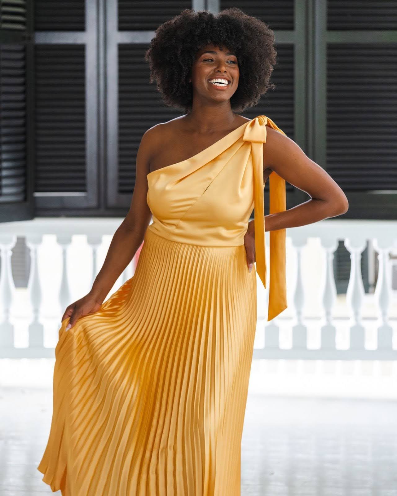 Mustard Yellow Satin One-Shoulder Midi Dress Mustard Yellow Satin One-Shoulder Midi Dress — Classy Cocktail Dresses Wedding