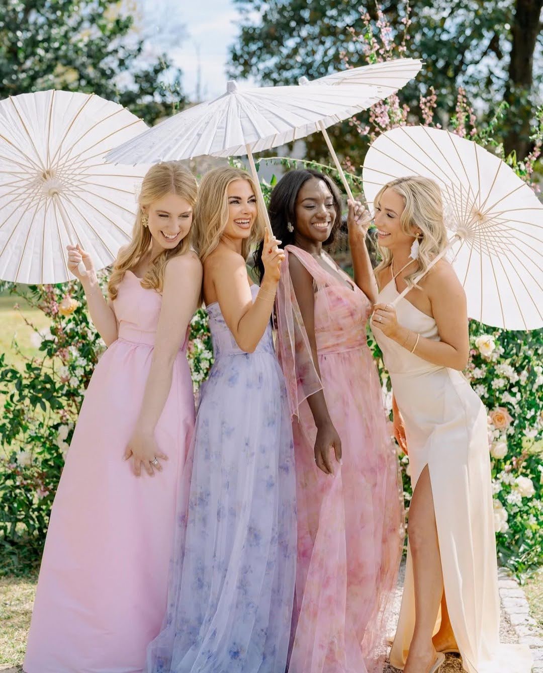 Pastel Strapless A-Line Dresses with Parasols Pastel Strapless A-Line Dresses with Parasols — Classy Cocktail Dresses Wedding