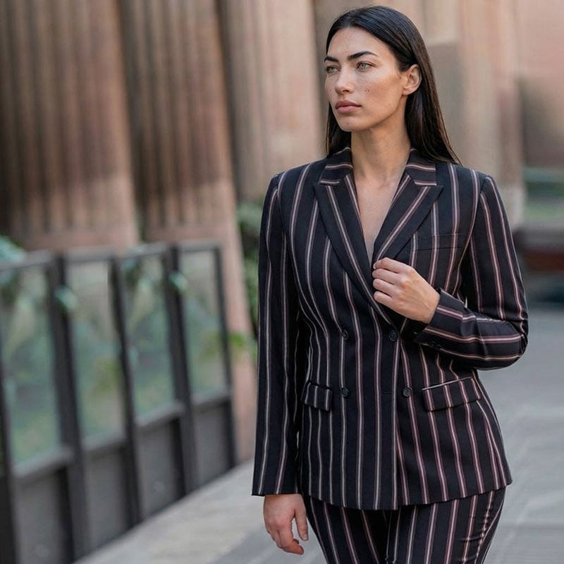 Grey Pinstripe Blazer with Pink Stripes Grey Pinstripe Blazer with Pink Stripes — Classy Color Analysis