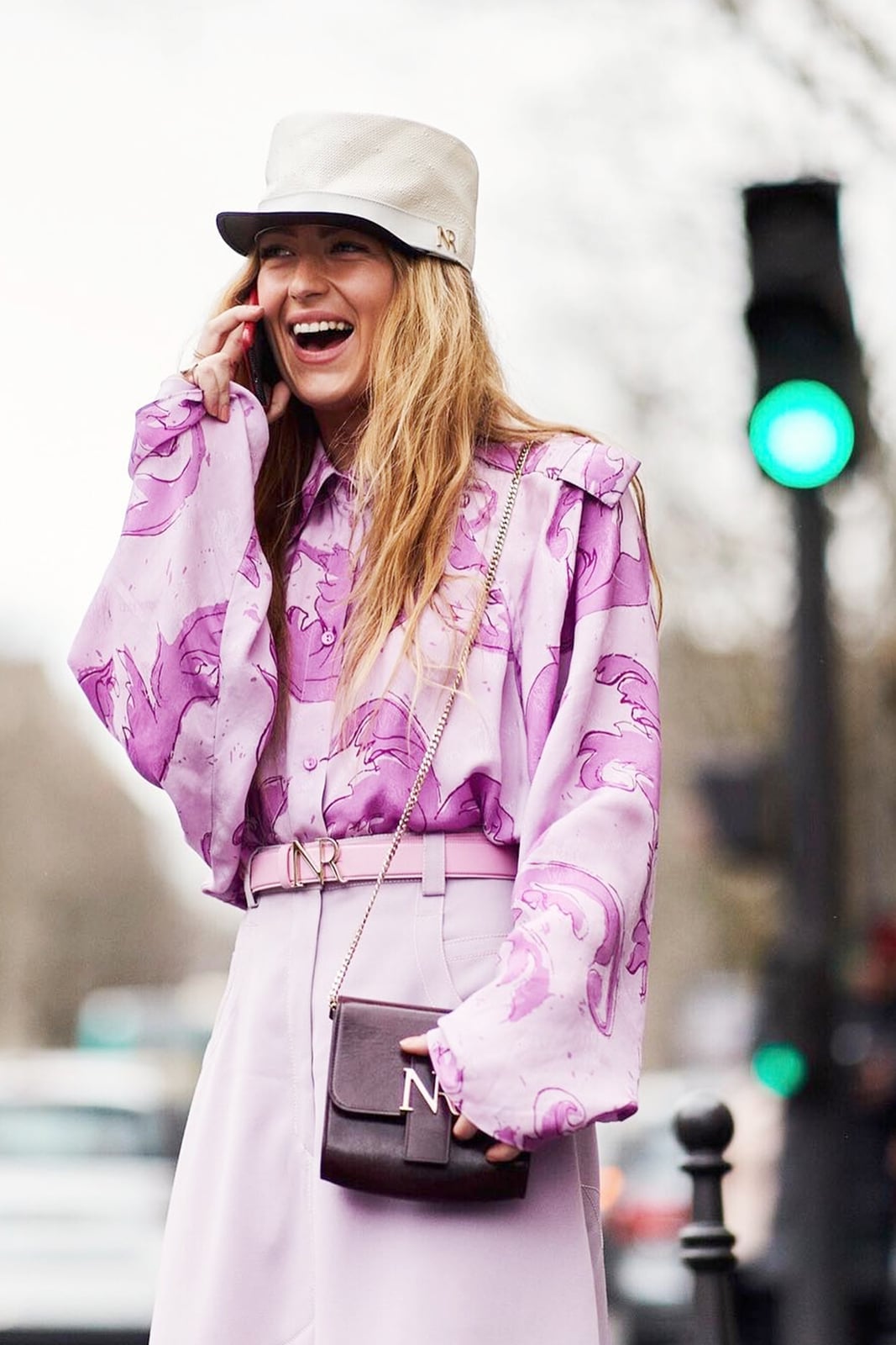 Purple Dragon Print Blouse with Lilac Pants Purple Dragon Print Blouse with Lilac Pants — Classy Color Analysis