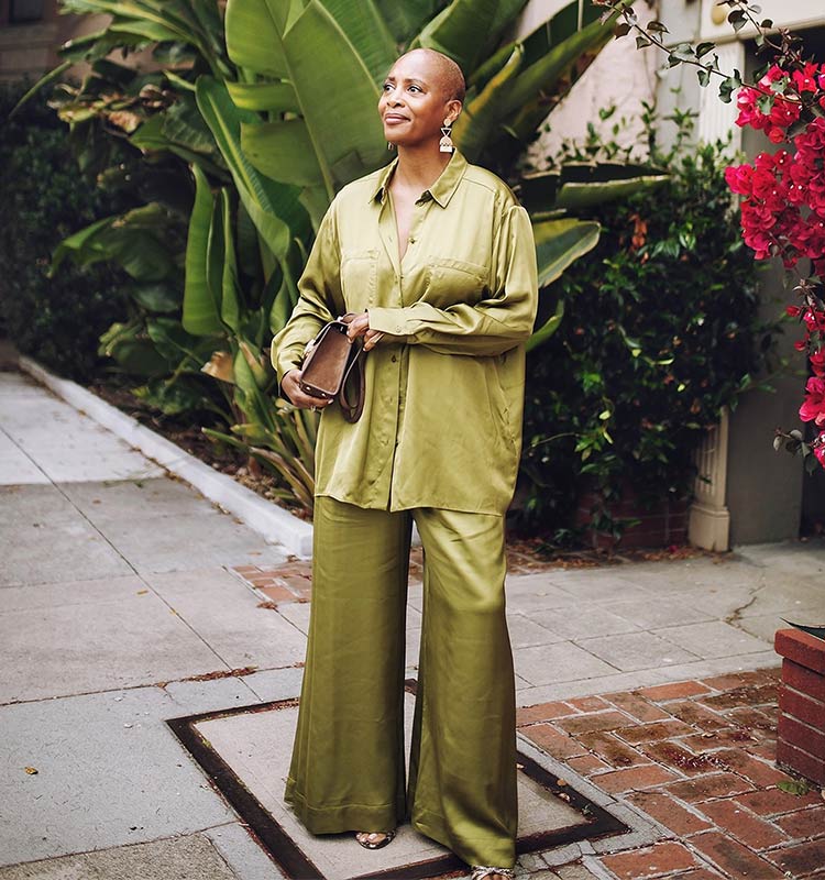 Olive Green Satin Set With Oversized Shirt Olive Green Satin Set With Oversized Shirt — Classy Color Analysis