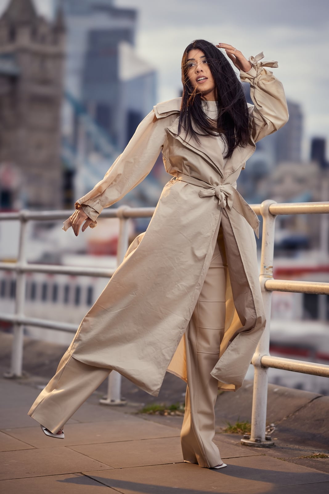 Beige Trench Coat and Wide-Leg Trousers Beige Trench Coat and Wide-Leg Trousers — Classy Color Analysis