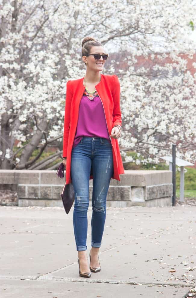 Red Longline Blazer with Purple Top Red Longline Blazer with Purple Top — Classy Color Analysis