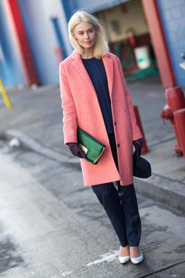 Coral Pink Textured Coat with Navy Separates Coral Pink Textured Coat with Navy Separates — Classy Color Analysis