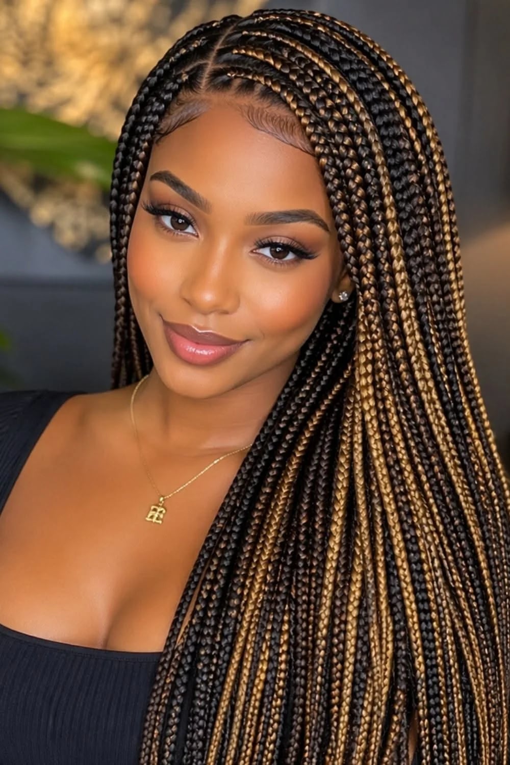 Shoulder-Length Black and Blonde Box Braids — Classy Color Braids