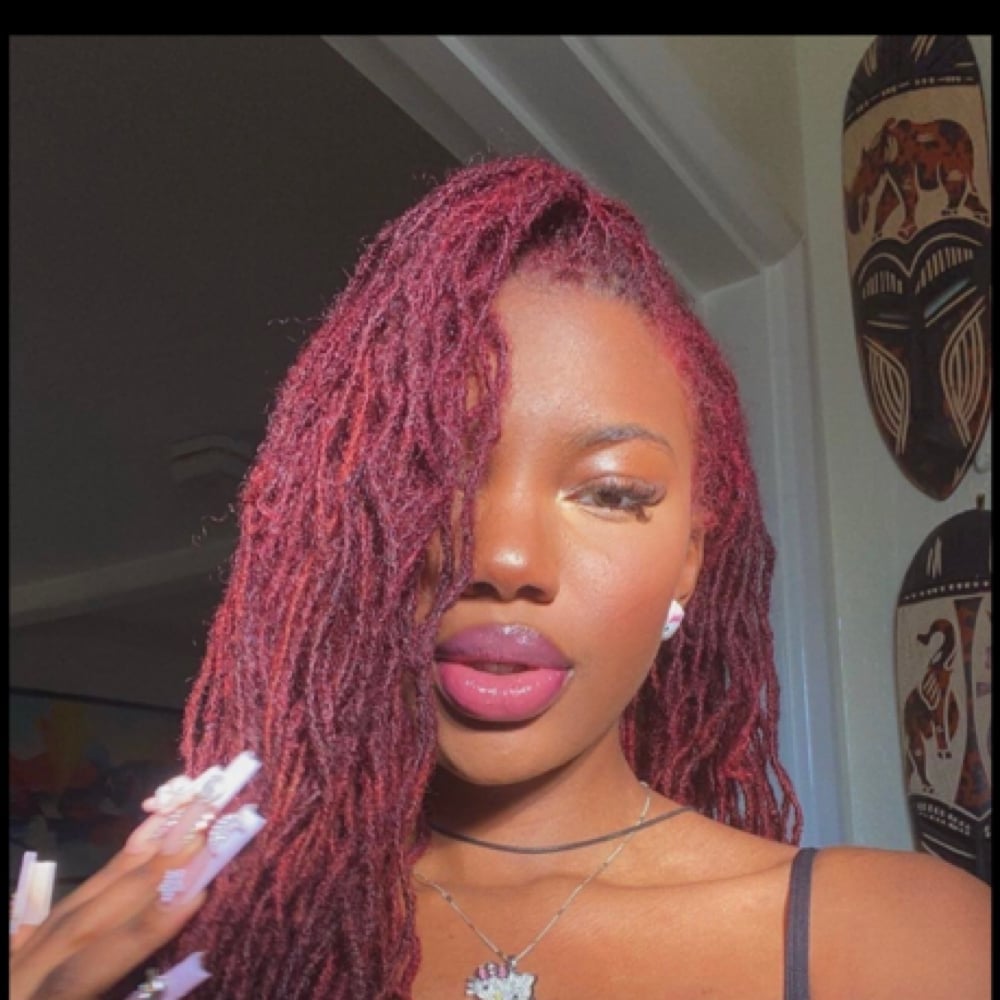 Shoulder Length Micro Locs in Deep Burgundy Shoulder Length Micro Locs in Deep Burgundy — Classy Color Locs