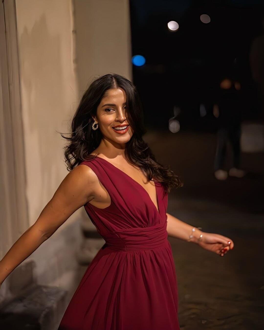 Deep Red Chiffon A-line Dress Deep Red Chiffon A-line Dress — Classy Concert Dresses