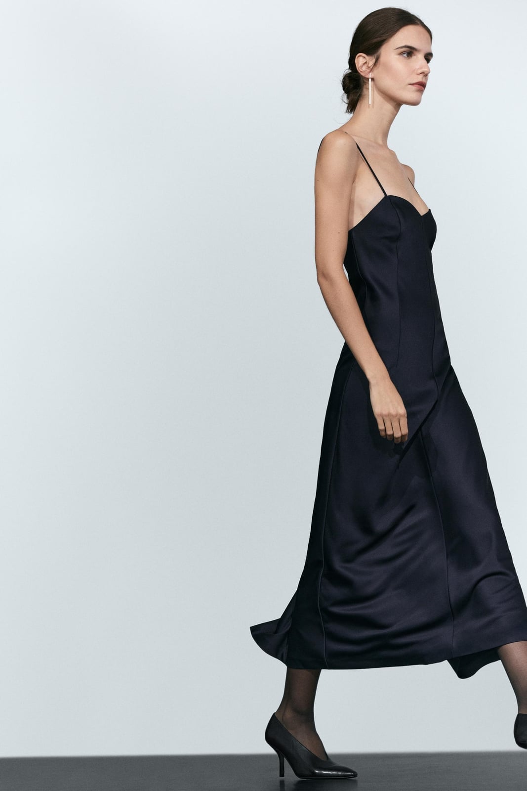 Navy Satin A-line Dress Navy Satin A-line Dress — Classy Concert Dresses