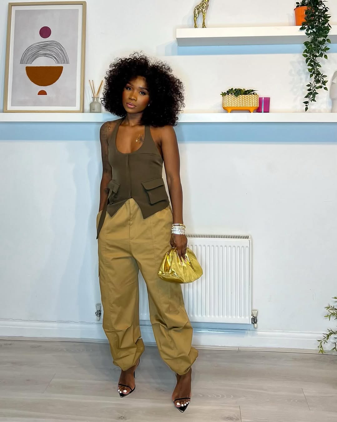 Khaki Cargo Pants with Utility Vest — Classy Concert Outfits Black Women