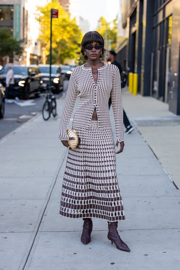 Brown and White Knit Set — Classy Concert Outfits Black Women