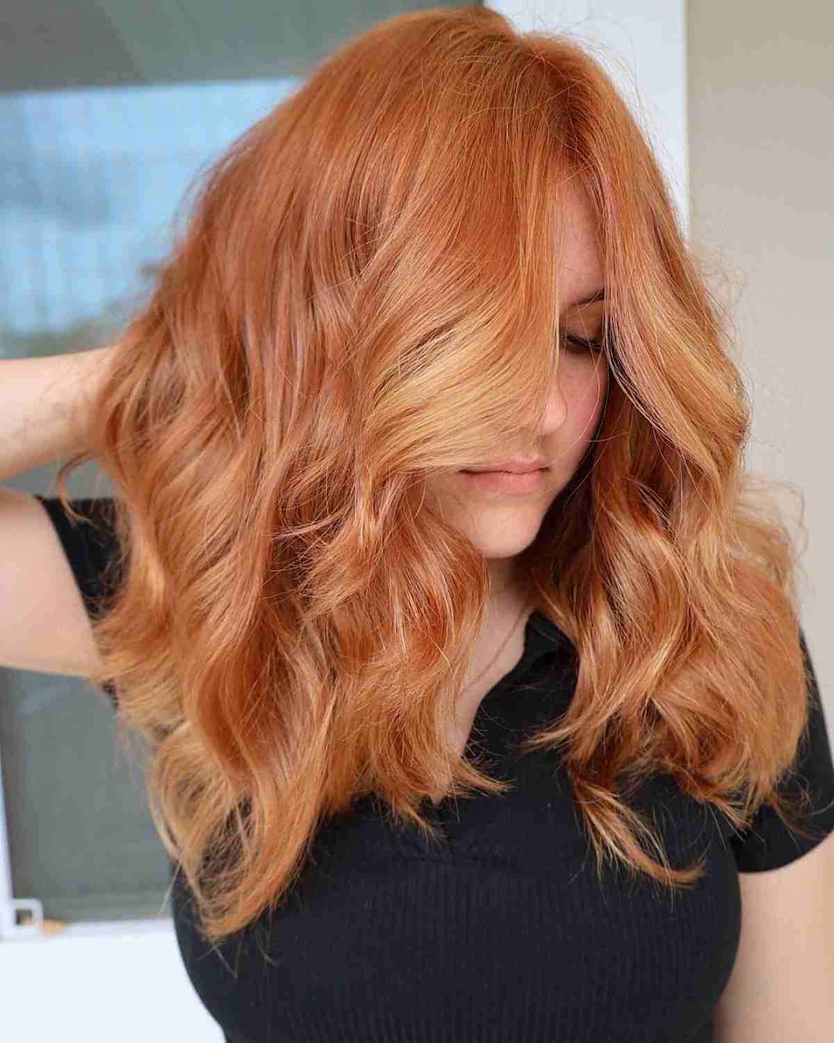 Collarbone Copper With Blonde Balayage — Classy Copper Hair Color
