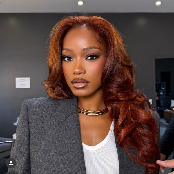 Thick Wavy Hair in Deep Glossy Copper Thick Wavy Hair in Deep Glossy Copper — Classy Copper Hair on Black Women