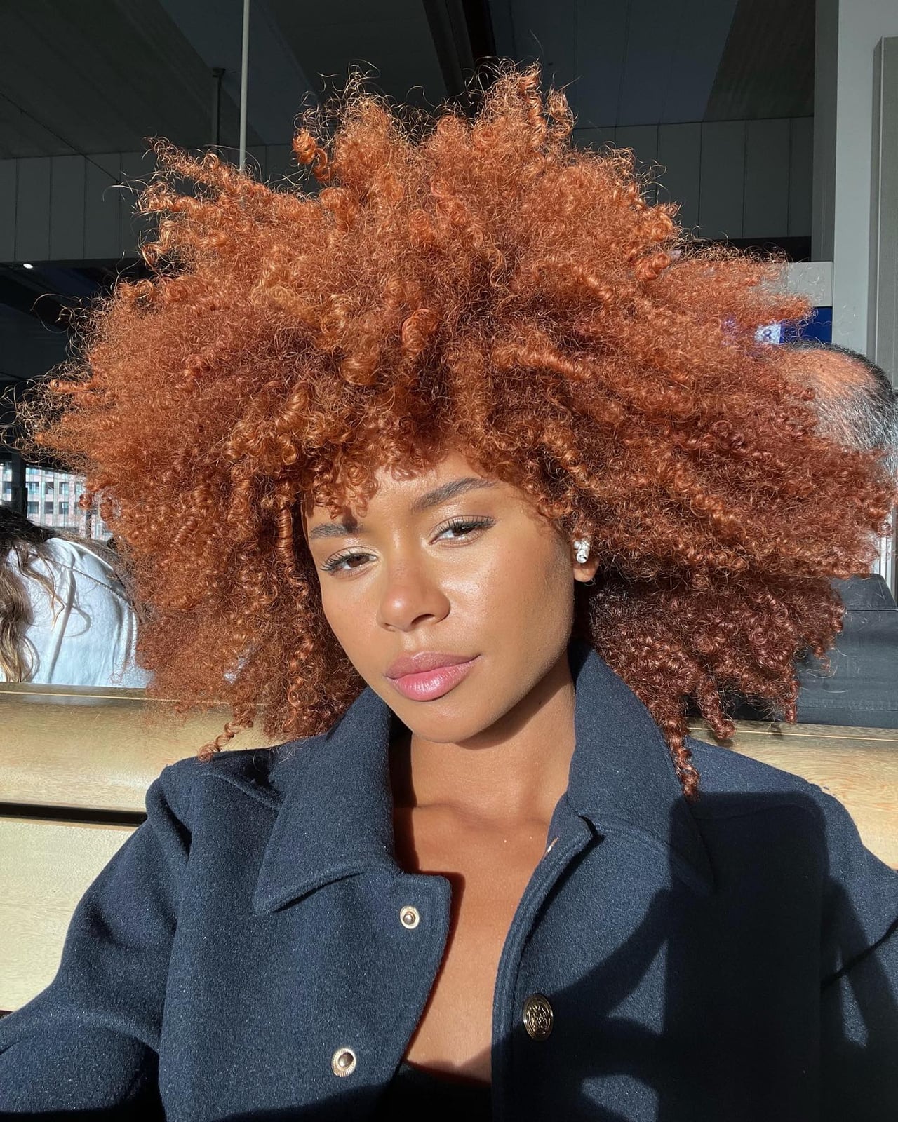 Thick Curly Mid-Back in Rich Copper Highlights Thick Curly Mid-Back in Rich Copper Highlights — Classy Copper Hair on Black Women
