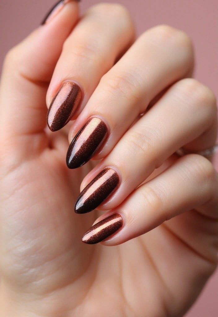 Medium Almond Deep Copper Gradient Shimmer Medium Almond Deep Copper Gradient Shimmer — Classy Copper Nails