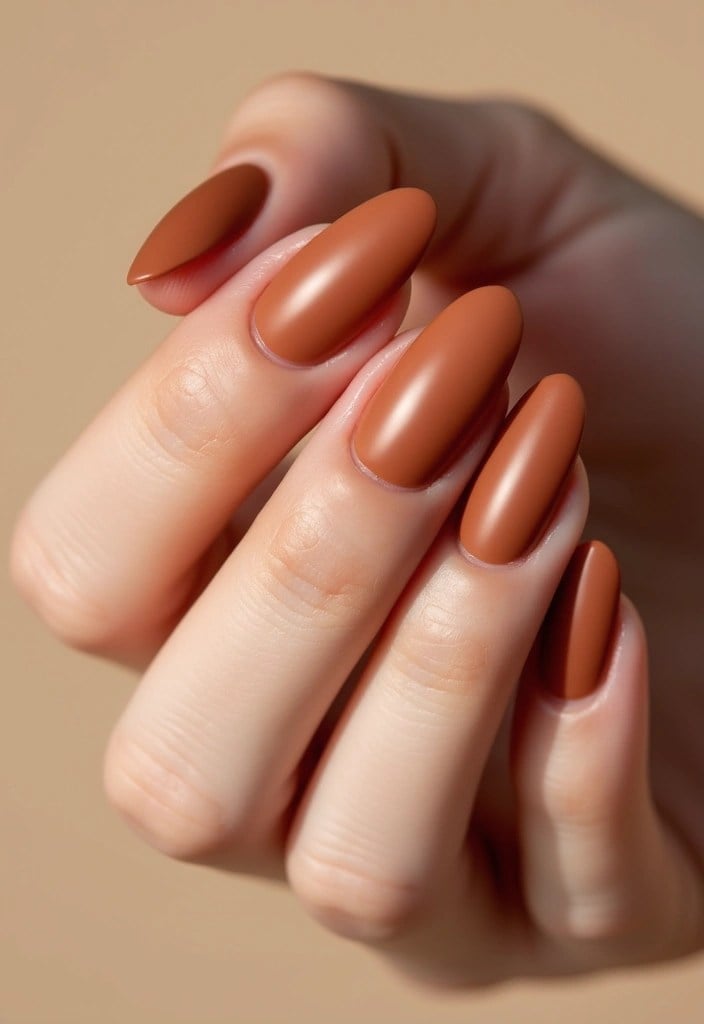 Medium Oval Rich Copper Satin Matte Medium Oval Rich Copper Satin Matte — Classy Copper Nails