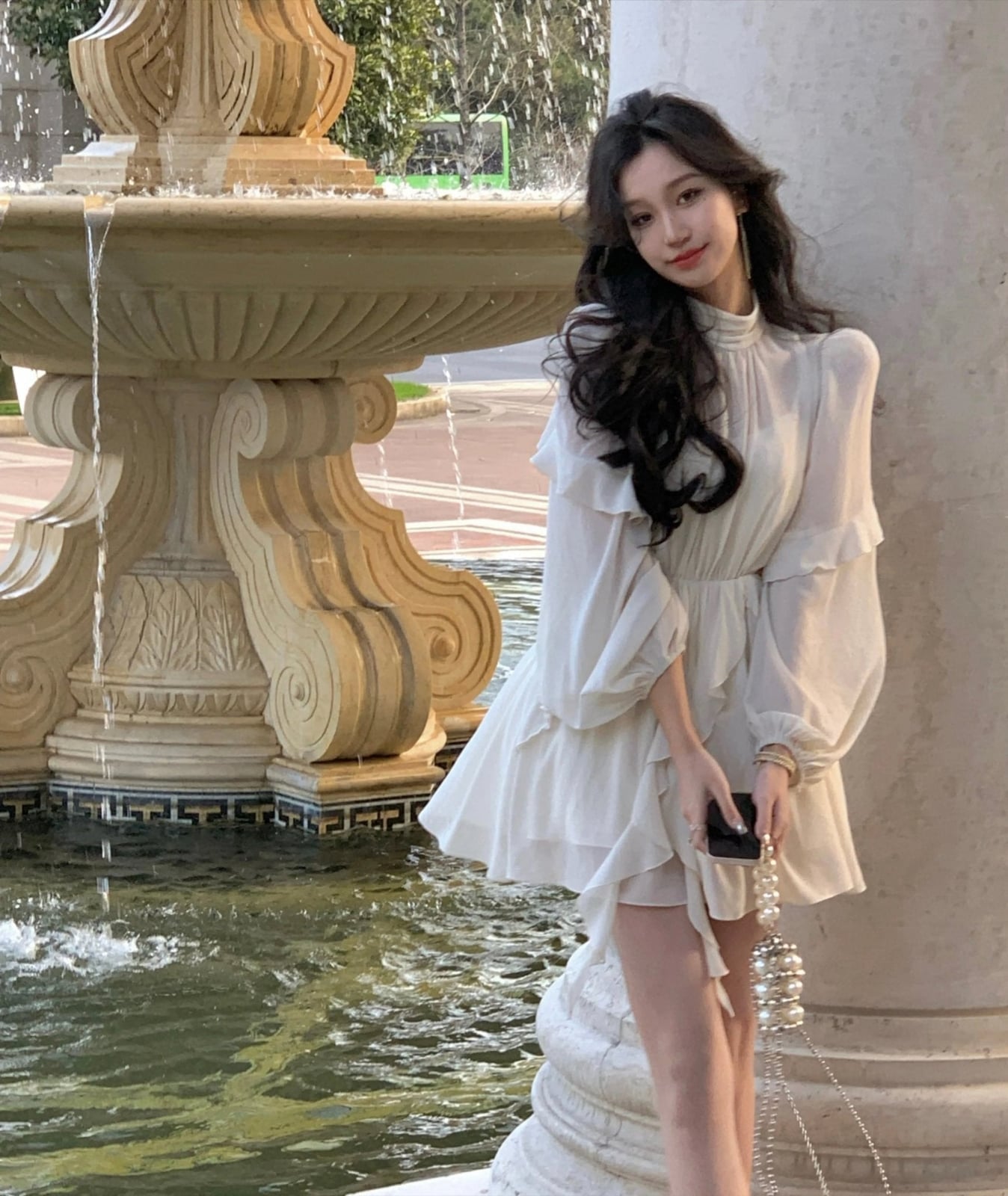 Off-White Puff Sleeve Mini Dress With Ruffles — Classy Coquette Outfits