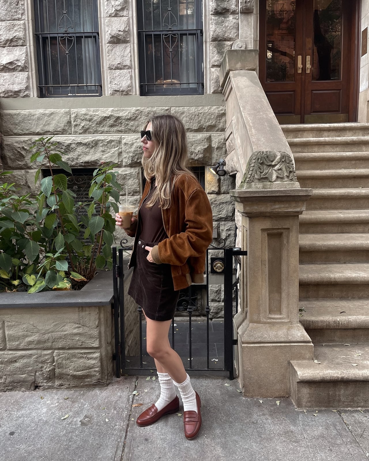 Brown Bomber Jacket Corduroy Skirt Pairing Brown Bomber Jacket Corduroy Skirt Pairing — Classy Corduroy Jacket Outfits