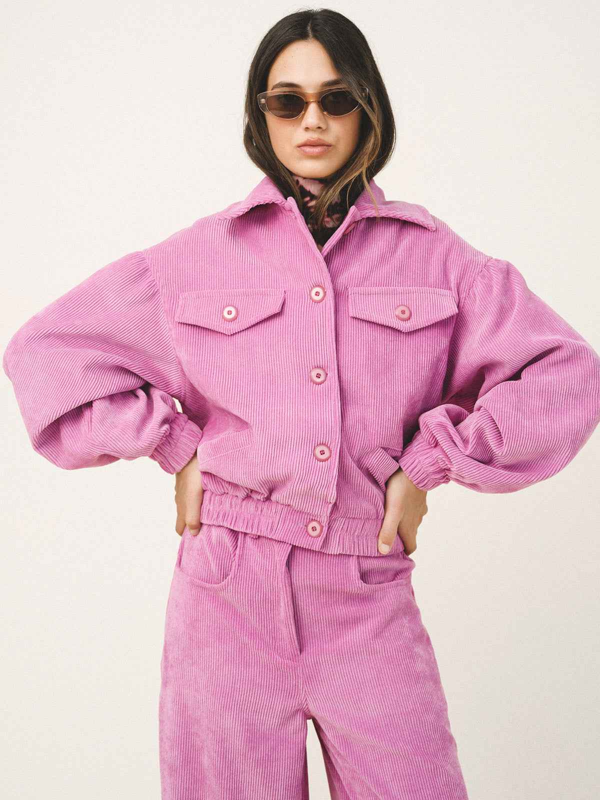 Vibrant Pink Corduroy Jacket Puffed Sleeves Vibrant Pink Corduroy Jacket Puffed Sleeves — Classy Corduroy Jacket Outfits