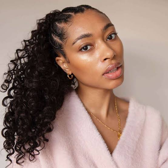 Cornrows With Geometric Pattern And Loose Curls Cornrows With Geometric Pattern And Loose Curls — Classy Cornrows Hairstyles