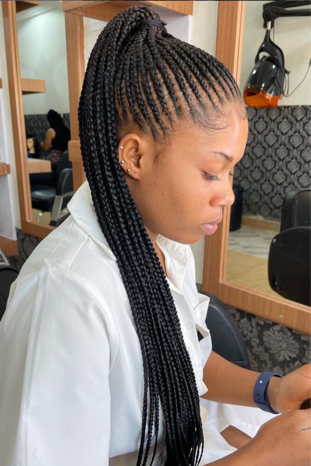 High Ponytail With Braids And Side-Swept Baby Hairs High Ponytail With Braids And Side-Swept Baby Hairs — Classy Cornrows Hairstyles