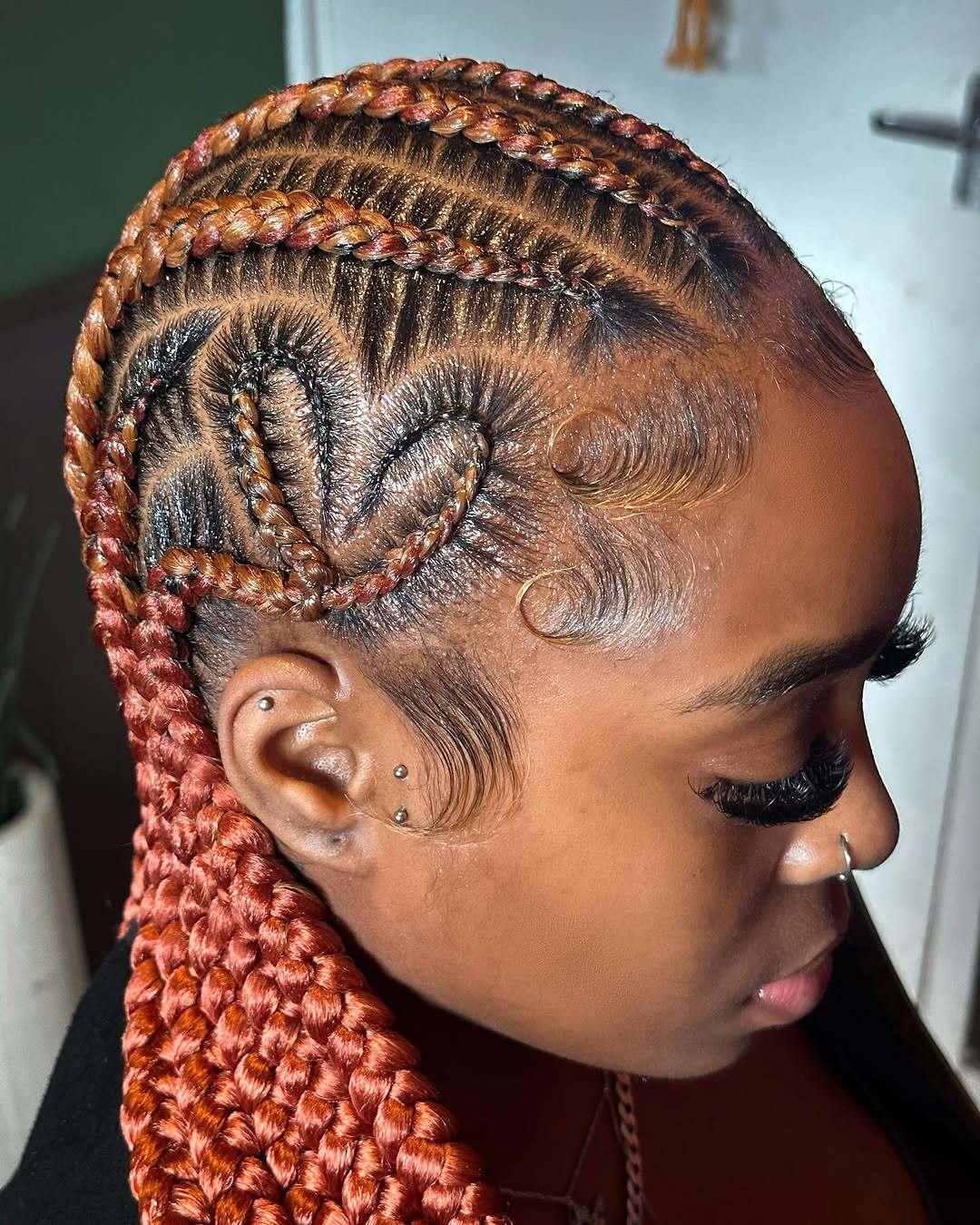 Cornrow Swirl Design With Loose Wavy Braids Cornrow Swirl Design With Loose Wavy Braids — Classy Cornrows Hairstyles