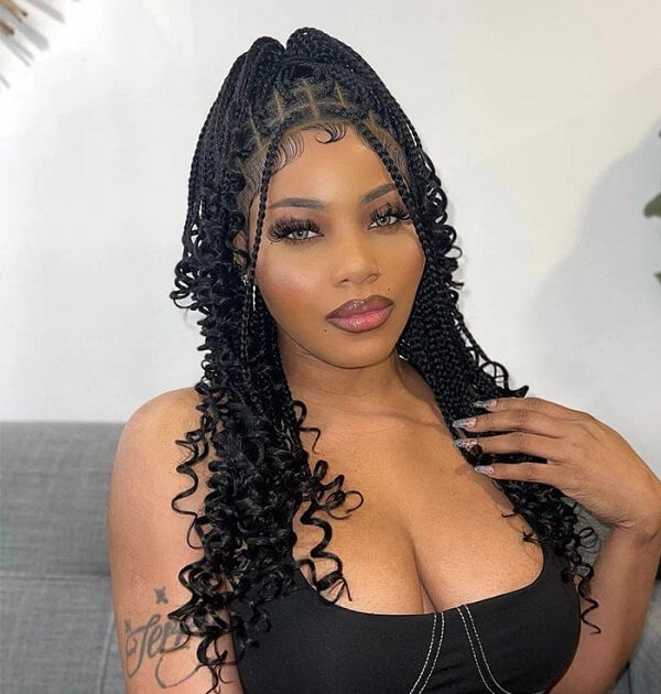 Medium Box Braids With Springy Curls Medium Box Braids With Springy Curls — Classy Curls Braids