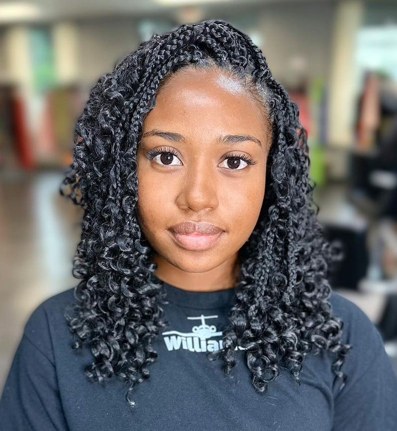 Black Braids With Loose Curly Strands Black Braids With Loose Curly Strands — Classy Curls Braids