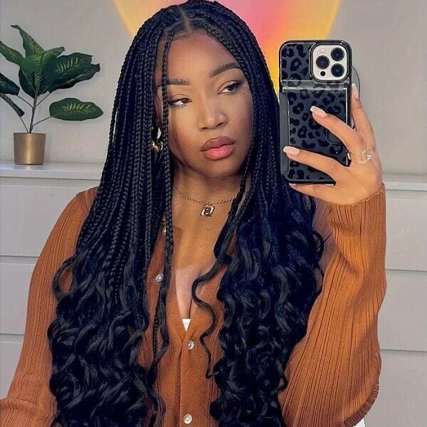 Shoulder Box Braids With Wavy Curls Shoulder Box Braids With Wavy Curls — Classy Curls Braids