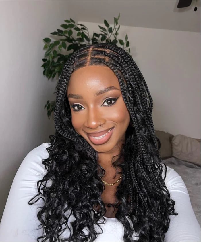 Medium Box Braids With Cascading Curls Medium Box Braids With Cascading Curls — Classy Curls Braids
