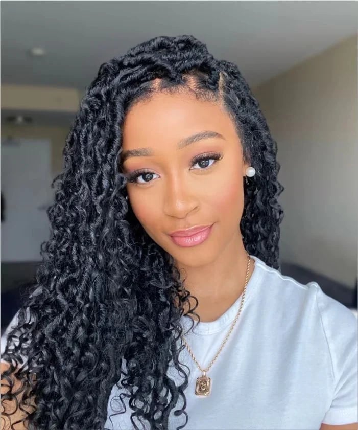 Shoulder Braids With Loose Curly Extensions Shoulder Braids With Loose Curly Extensions — Classy Curls Braids