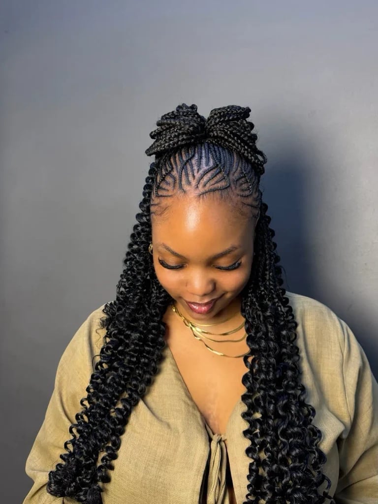 Black Braided Updo With Loose Curls Black Braided Updo With Loose Curls — Classy Curls Braids