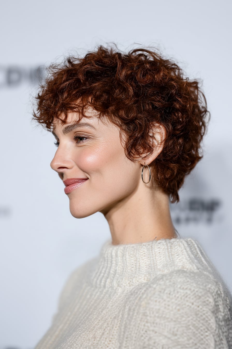 Short Ear Length Shag With Curly Bangs Short Ear Length Shag With Curly Bangs — Classy Curly Haircuts