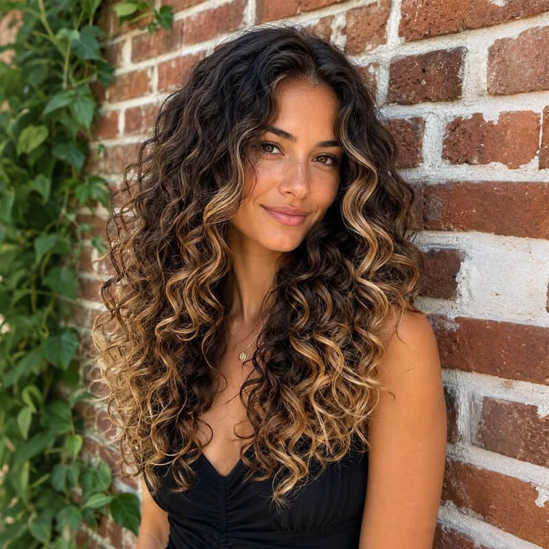 Mid-Back Blowout With Honey Blonde Mid-Back Blowout With Honey Blonde — Classy Curly Highlights