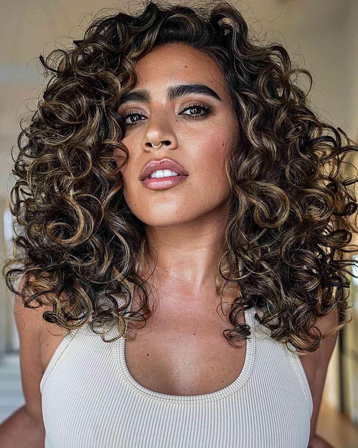 Long Layers With Brown Balayage Long Layers With Brown Balayage — Classy Curly Highlights