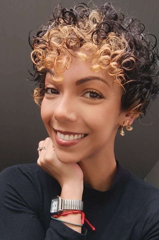 Layered Pixie With Blonde Highlights — Classy Curly Pixies