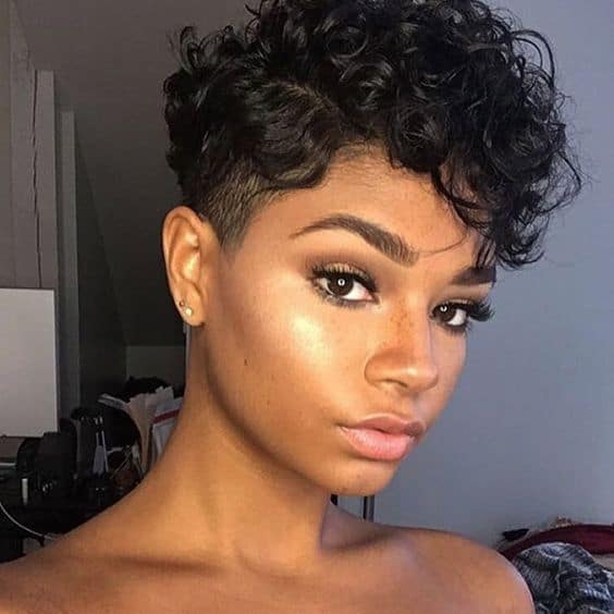 Black Curly Pixie With Undercut — Classy Curly Pixies