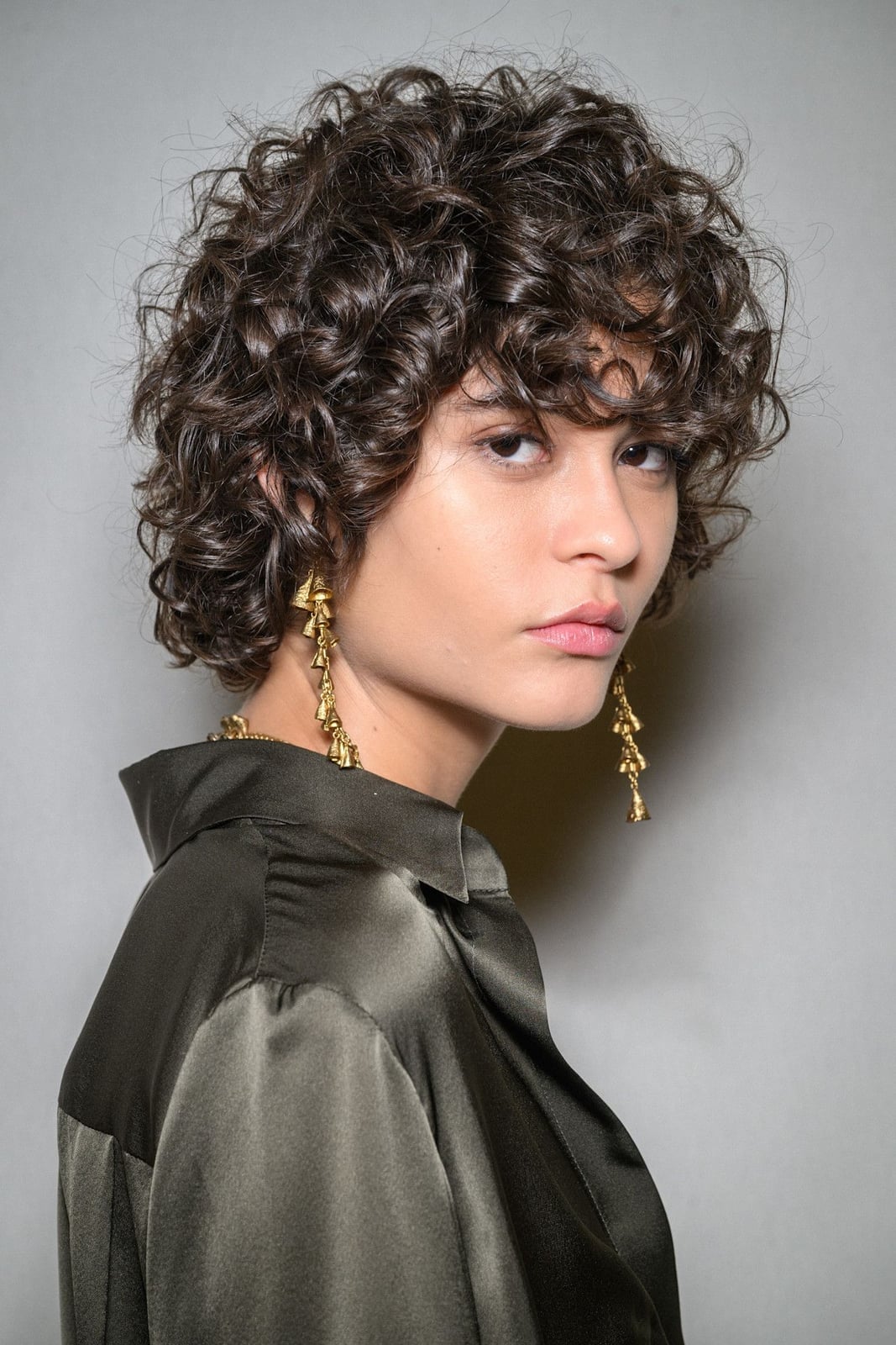 Textured Dark Brown Curly Pixie, Ear — Classy Curly Pixies