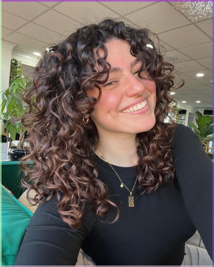Shoulder Length Dark Brown Shag Side Part Shoulder Length Dark Brown Shag Side Part — Classy Curly Shag Haircut