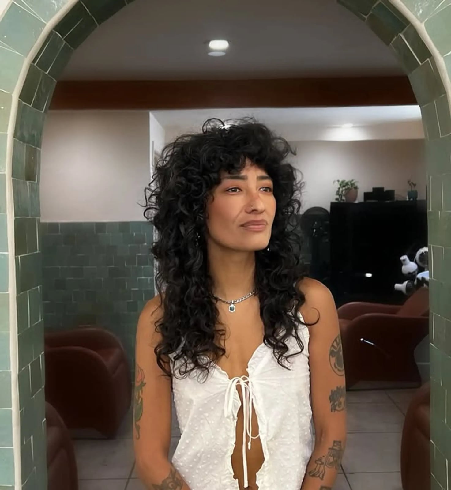 Mid-Back Black Shag With Full Volume Mid-Back Black Shag With Full Volume — Classy Curly Shag Haircut