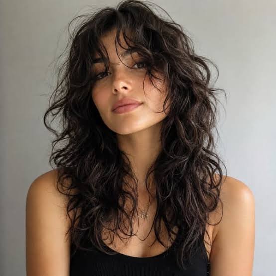 Mid-Back Curly Wolf Cut With Red Orange Ombre Mid-Back Curly Wolf Cut With Red Orange Ombre — Classy Curly Wolf Cut