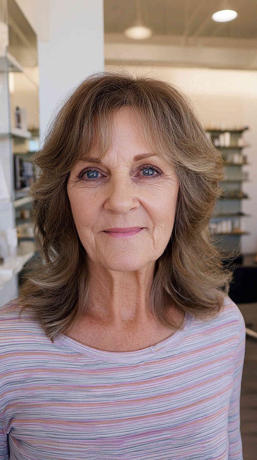 Collarbone Light Brown With Soft Waves Collarbone Light Brown With Soft Waves — Classy Curtain Bangs