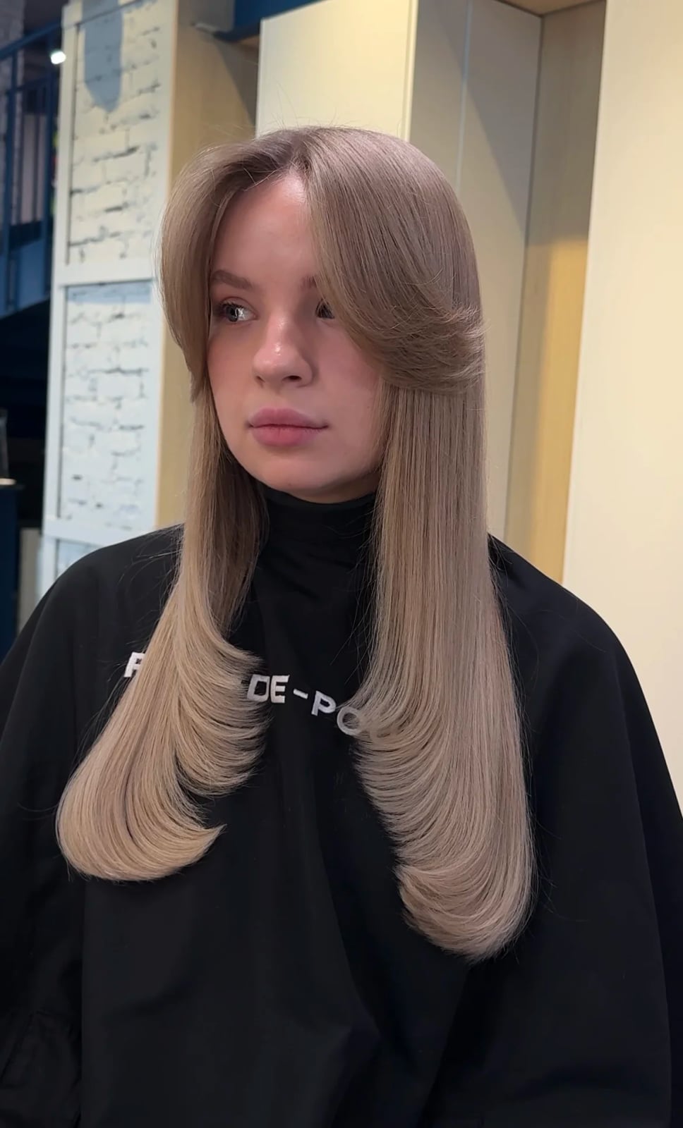 Ash Blonde With Voluminous Blowout Ash Blonde With Voluminous Blowout — Classy Curtain Bangs Long