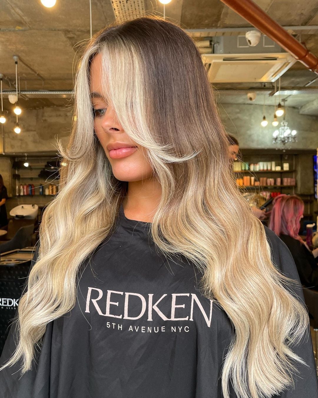 Dark Brown With Blonde Highlights Side Part Dark Brown With Blonde Highlights Side Part — Classy Curtain Bangs Long