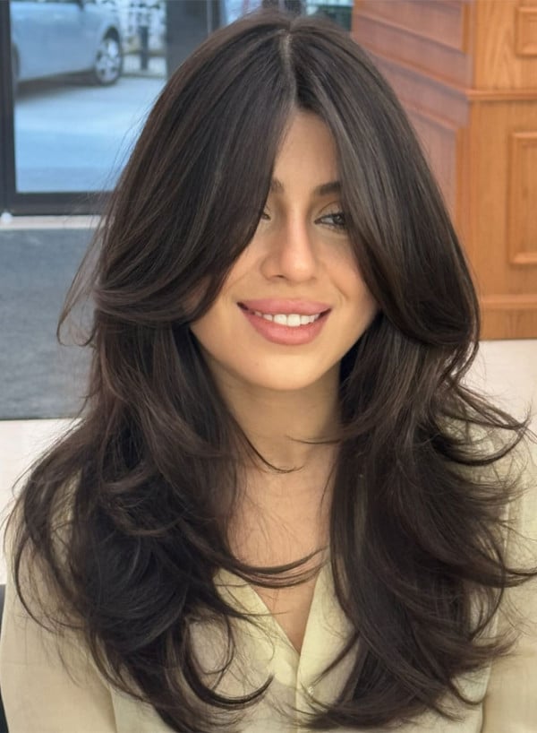 Light Brown Straight Hair With Middle Part Curtain Bangs Light Brown Straight Hair With Middle Part Curtain Bangs — Classy Curtain Bangs Long Hair