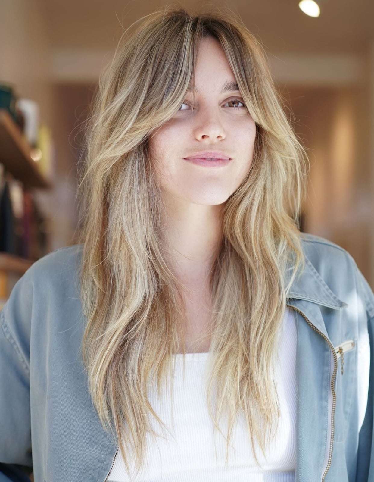 Ash Blonde Mid-Back Soft Waves With Characterized By A Fine Ash Blonde Mid-Back Soft Waves With Characterized By A Fine — Classy Curtain Bangs Long Hair