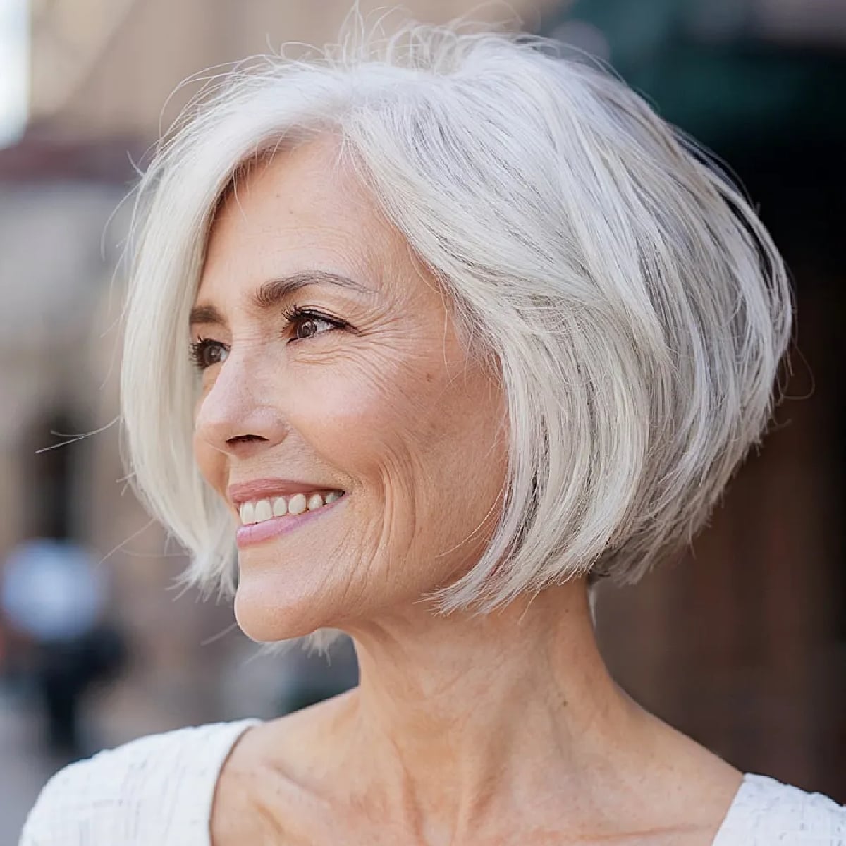 Silver Bob Stacked Layered Back Silver Bob Stacked Layered Back — Classy Cut Bob