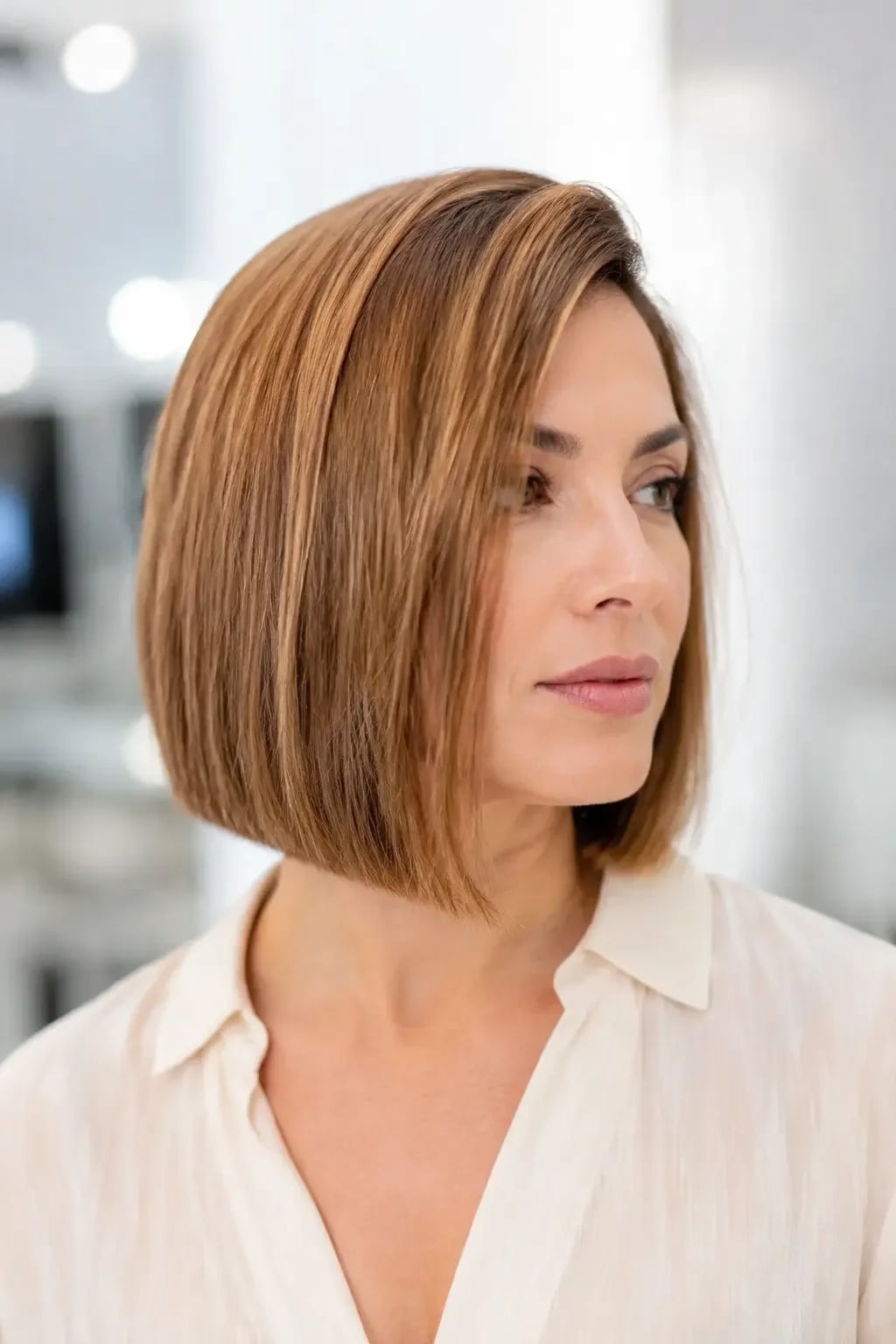 Warm Brown Blunt Bob Sharp Ends Warm Brown Blunt Bob Sharp Ends — Classy Cut Bob