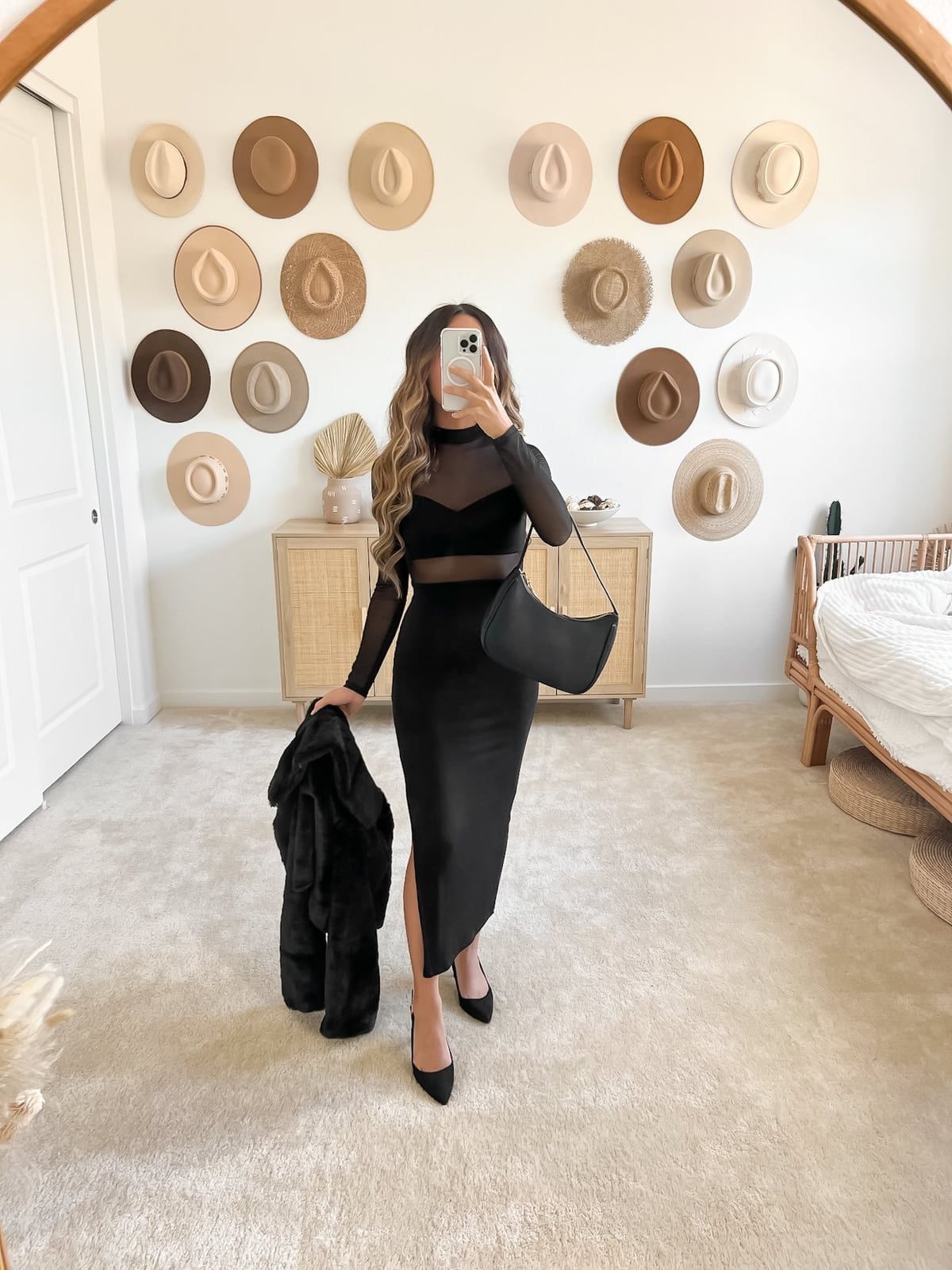 Black Sheer Top and Midi Skirt Set Black Sheer Top and Midi Skirt Set — Classy Dinner Outfits Classy