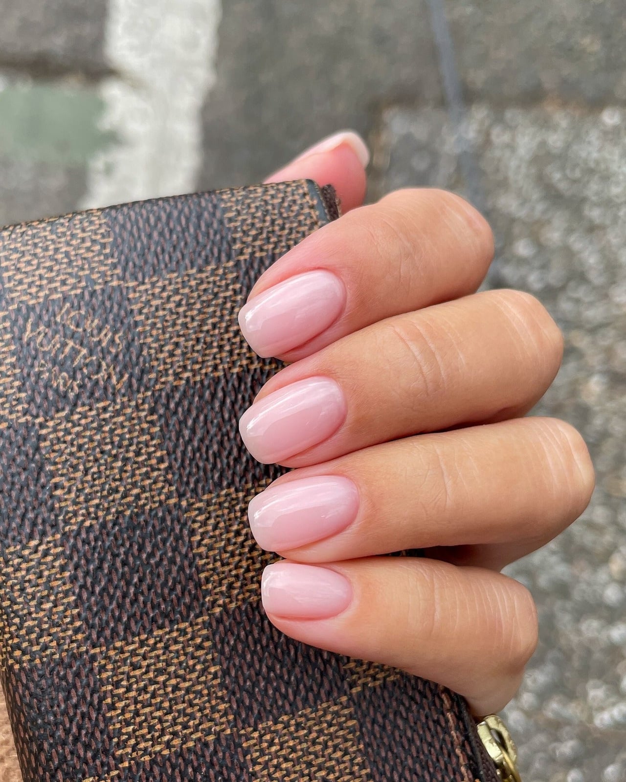 Glossy Translucent Pale Pink Short Oval Nails — Classy Dip Nails