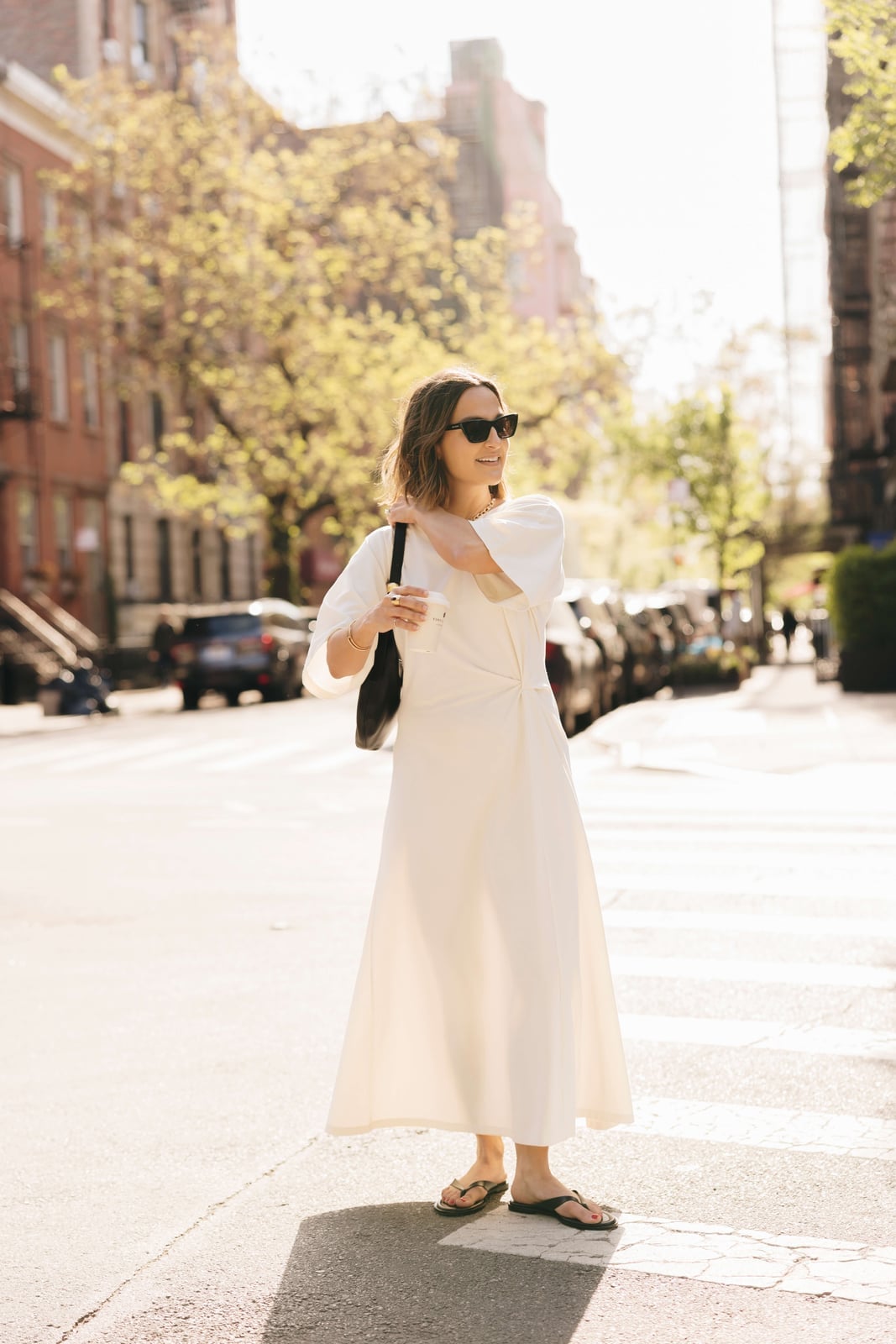 White A-line Midi Dress with Twisted Waist Detail White A-line Midi Dress with Twisted Waist Detail — Classy Dress Up Day Ideas